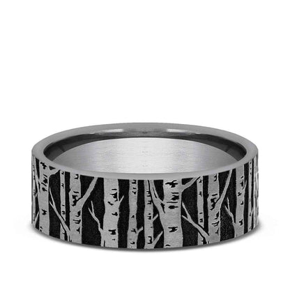 Benchmark Men's 7mm Brich Tree Design Wedding Ring in Tungsten