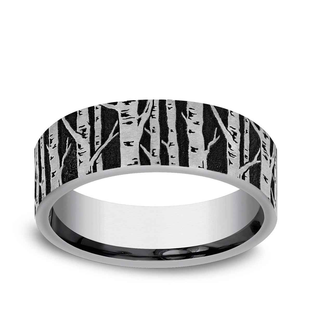 Benchmark Men's 7mm Brich Tree Design Wedding Ring in Tungsten