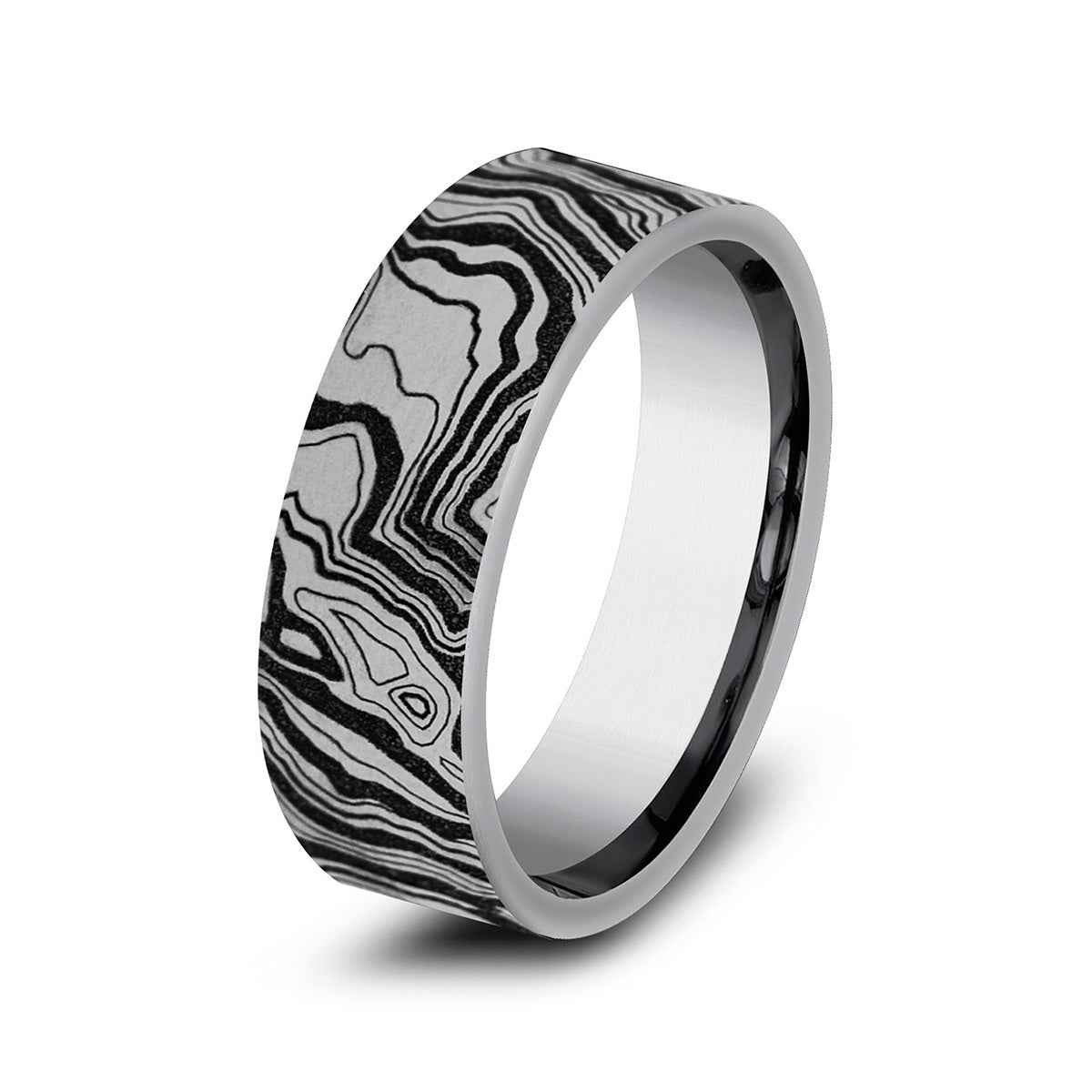Benchmark Men's 7mm Topography Design Wedding Ring in Tungsten