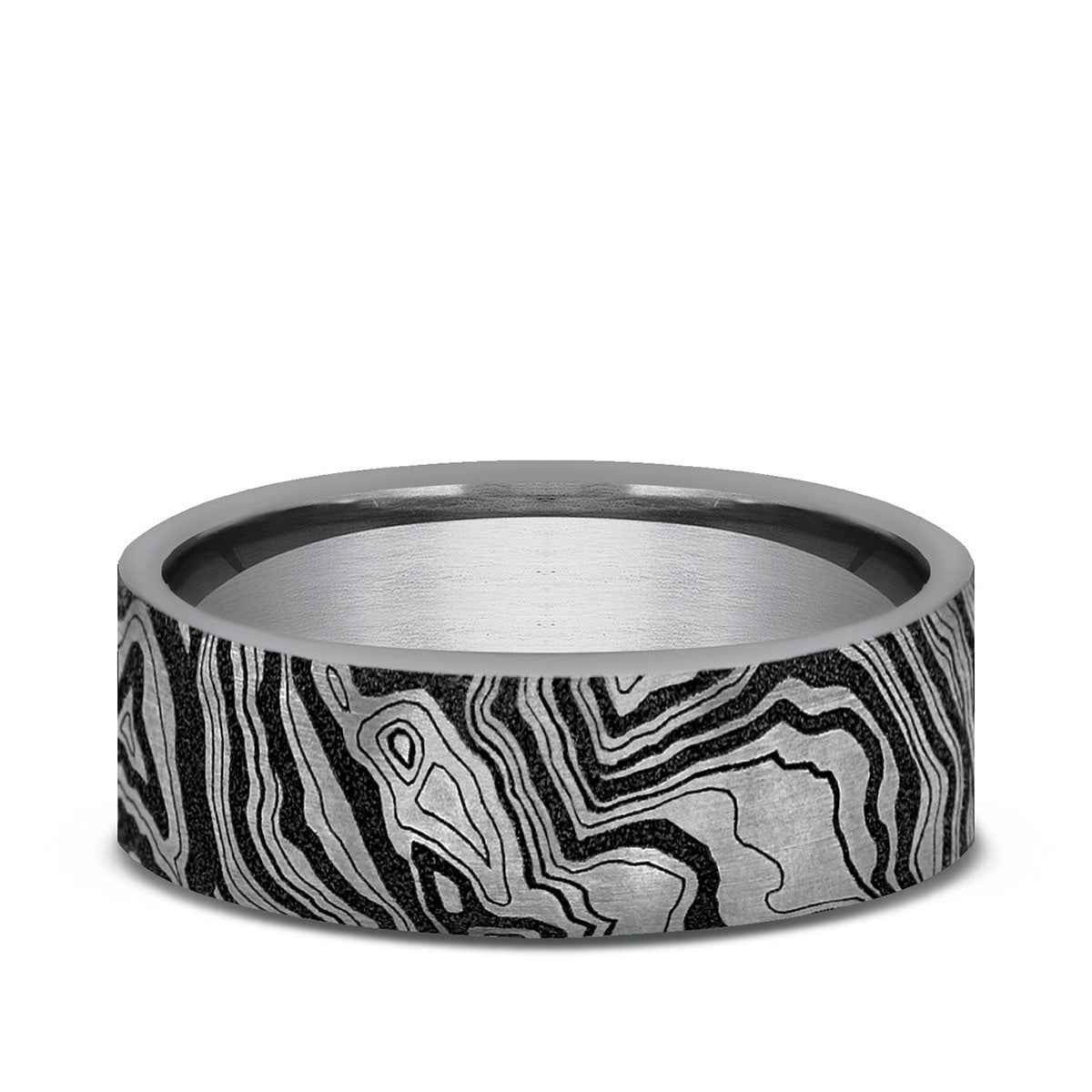 Benchmark Men's 7mm Topography Design Wedding Ring in Tungsten