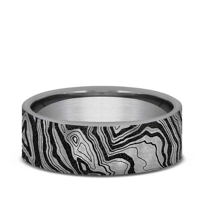 Benchmark Men's 7mm Topography Design Wedding Ring in Tungsten