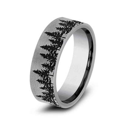 Benchmark Men's 7mm Treeline Design Wedding Ring in Tungsten