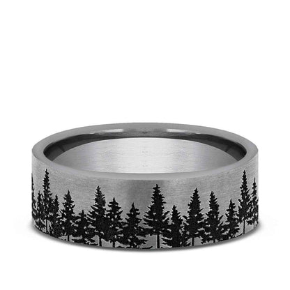 Benchmark Men's 7mm Treeline Design Wedding Ring in Tungsten