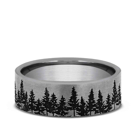 Benchmark Men's 7mm Treeline Design Wedding Ring in Tungsten