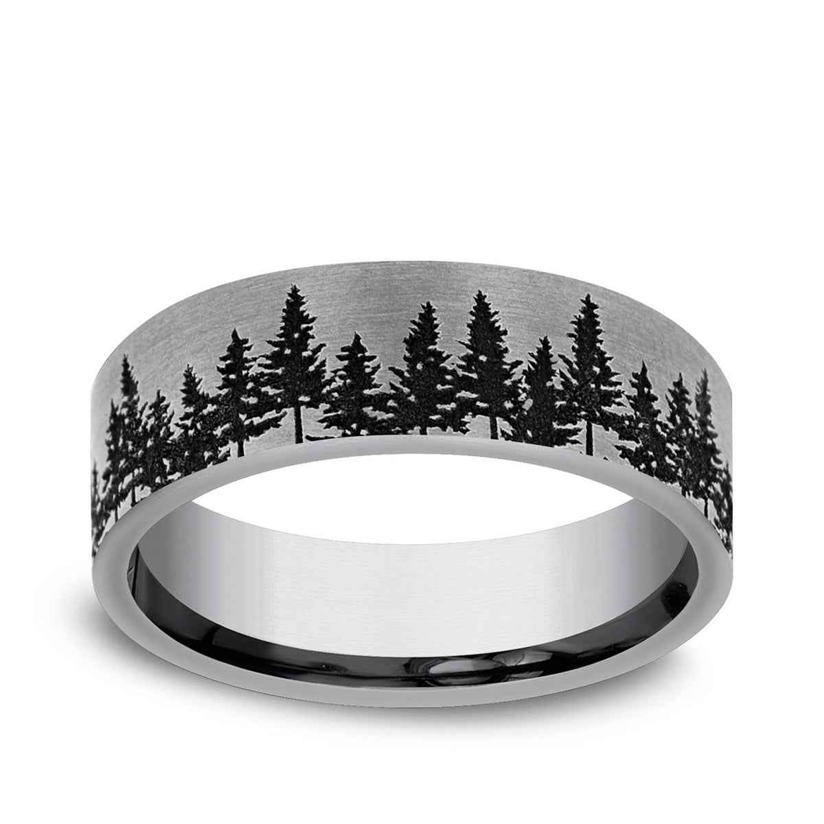 Benchmark Men's 7mm Treeline Design Wedding Ring in Tungsten