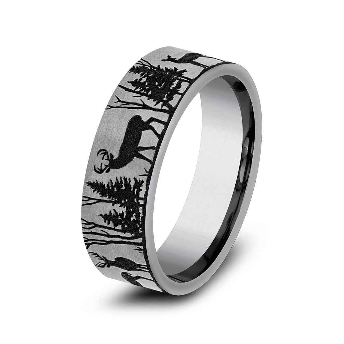 Benchmark Men's 7mm Forest Design Wedding Ring in Tungsten