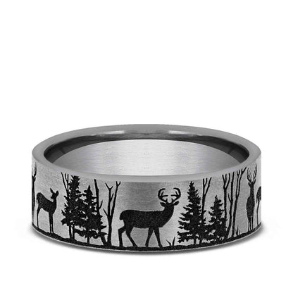 Benchmark Men's 7mm Forest Design Wedding Ring in Tungsten