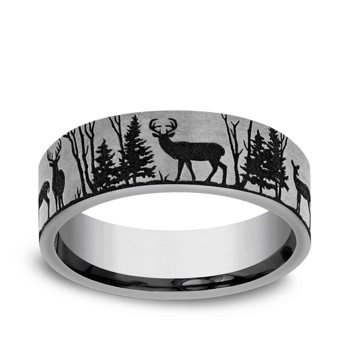 Benchmark Men's 7mm Forest Design Wedding Ring in Tungsten