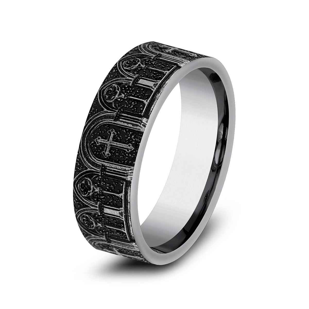 Benchmark Men's 7mm Cathedral Design Wedding Ring in Tungsten
