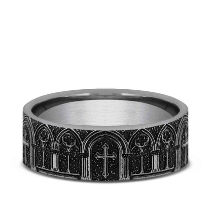Benchmark Men's 7mm Cathedral Design Wedding Ring in Tungsten