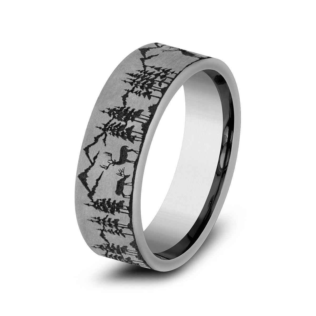 Benchmark Men's 7mm Nature Design Wedding Ring in Grey Tantalum