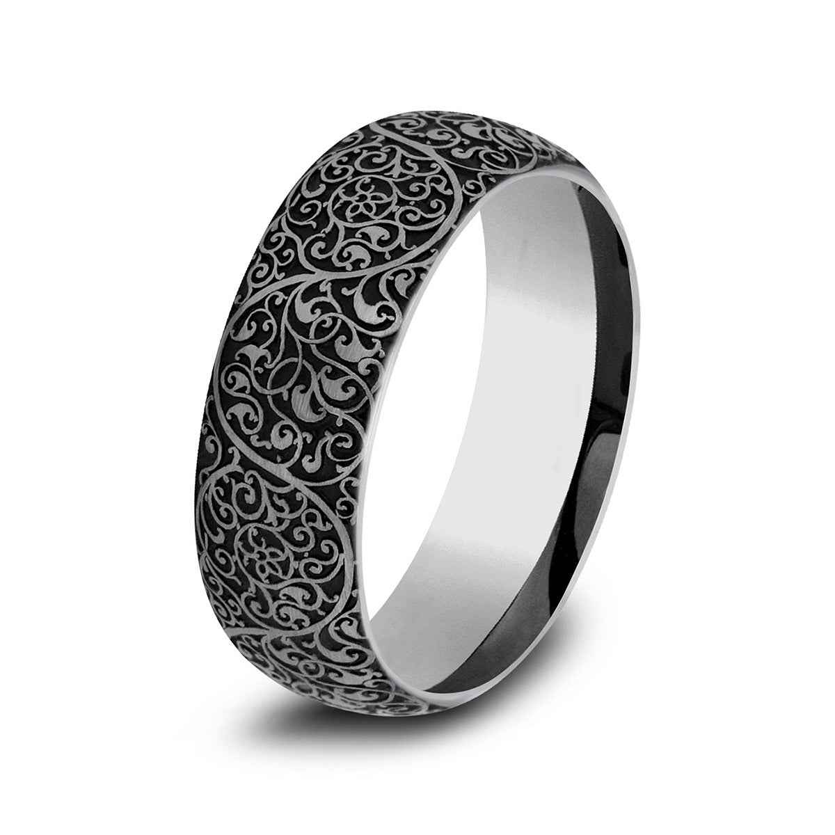 Benchmark Men's 8mm Arabesque Design Wedding Ring in Tungsten