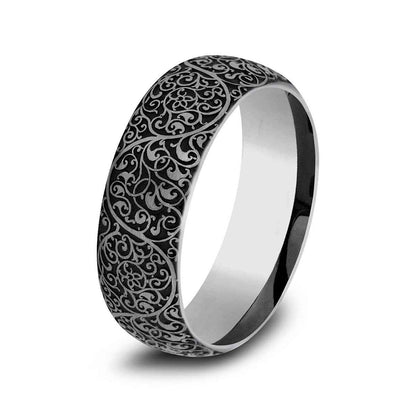 Benchmark Men's 8mm Arabesque Design Wedding Ring in Tungsten