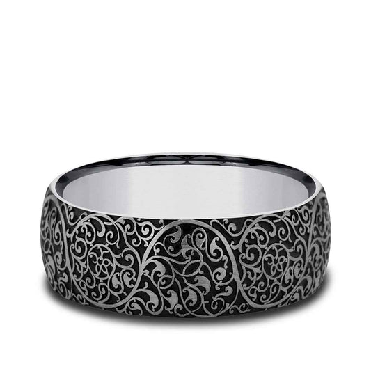 Benchmark Men's 8mm Arabesque Design Wedding Ring in Tungsten