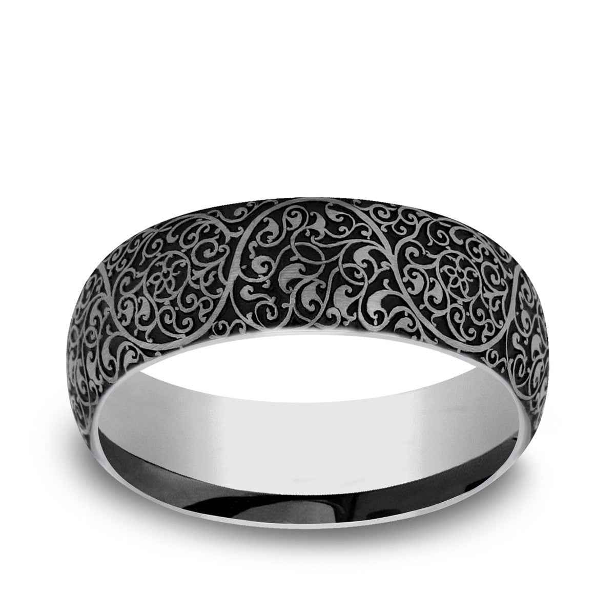 Benchmark Men's 8mm Arabesque Design Wedding Ring in Tungsten
