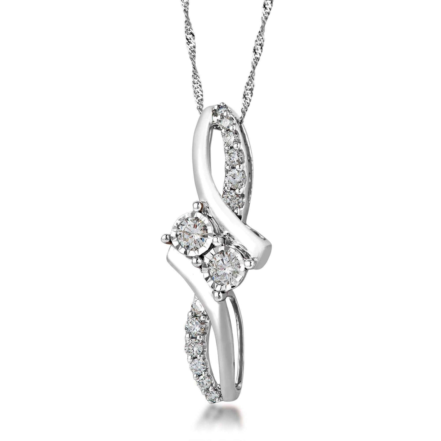 2BeLoved 1/2 ct. tw. 2 Stone Diamond Pendant in 10K White Gold