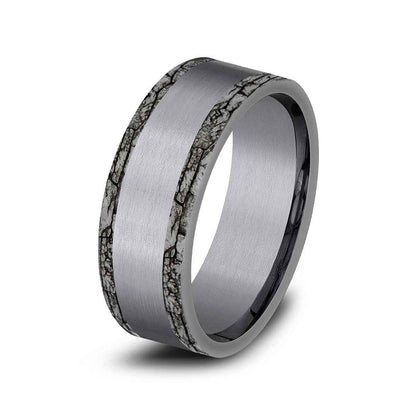 Benchmark Men's 7mm Stone Wall Edge Satin Finish Wedding Ring in Grey Tantalum