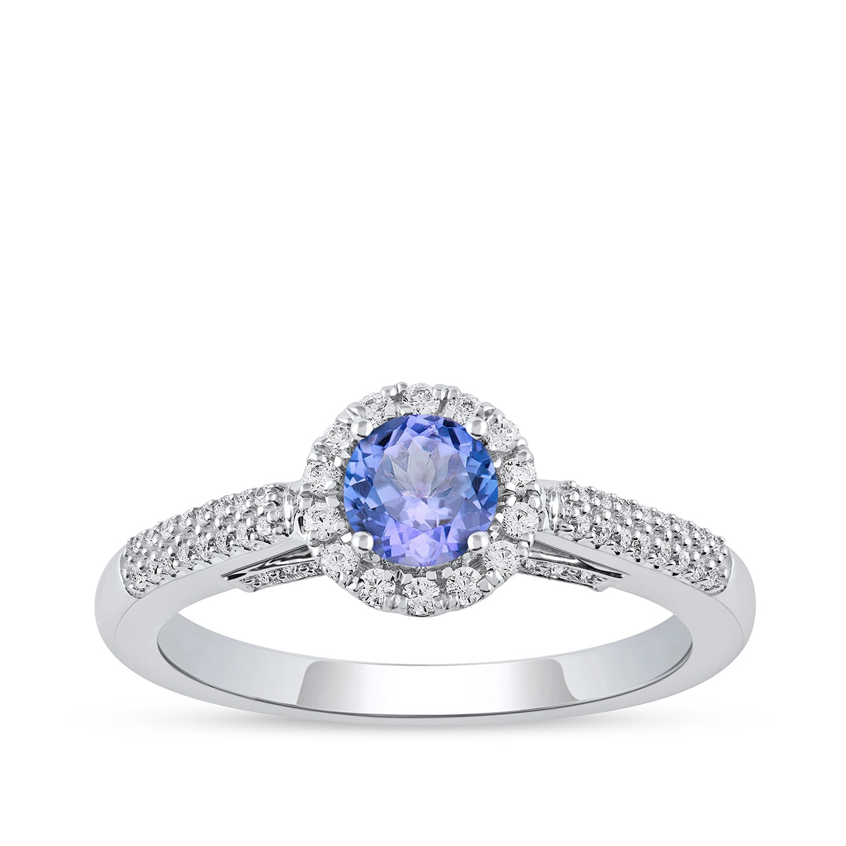 Tanzanite & 1/4 ct. tw. Diamond Halo Engagement Ring in 14K White Gold