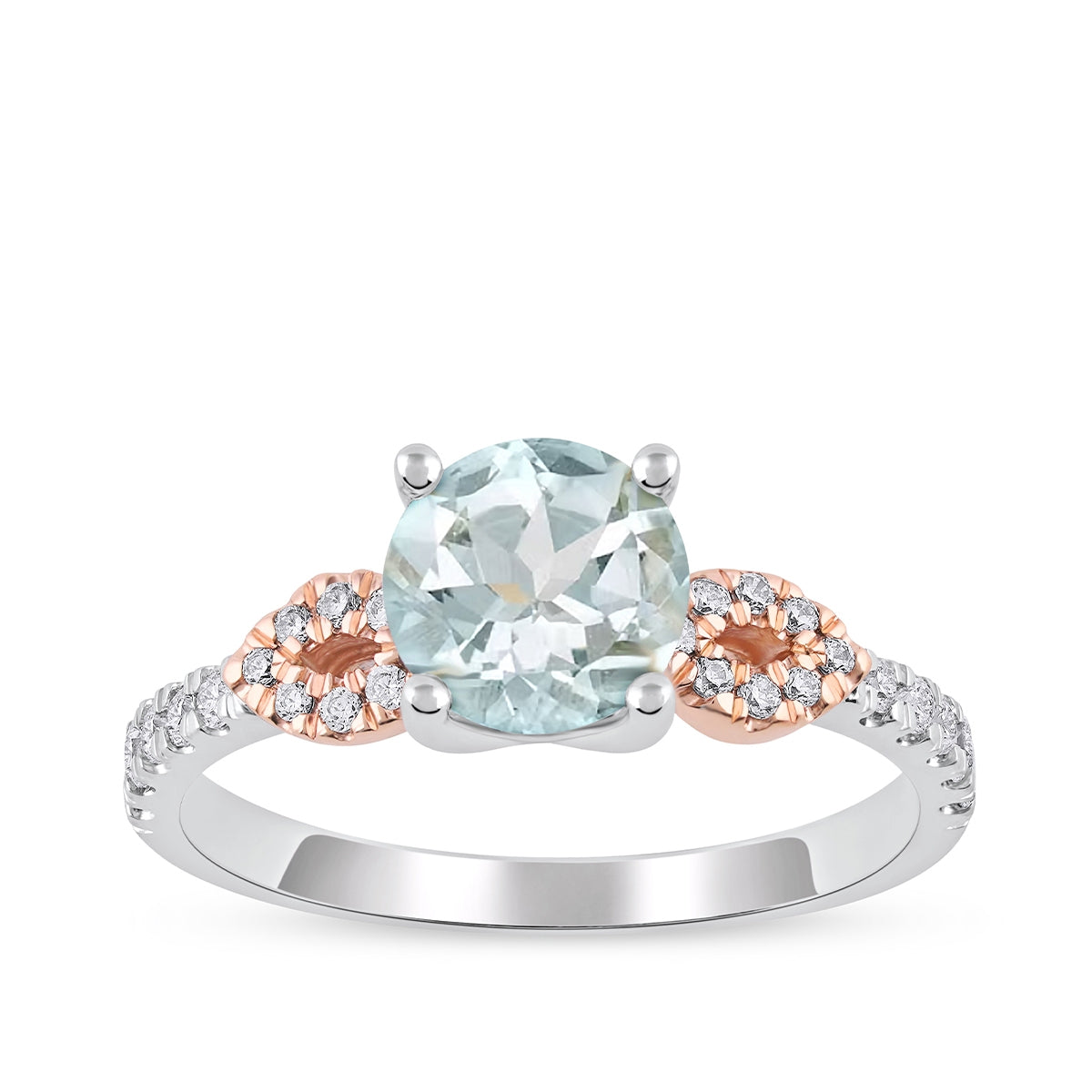 Aquamarine & 1/4 ct. tw. Diamond Engagement Ring in 14K White & Pink Gold