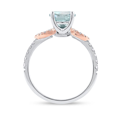 Aquamarine & 1/4 ct. tw. Diamond Engagement Ring in 14K White & Pink Gold close-up detail