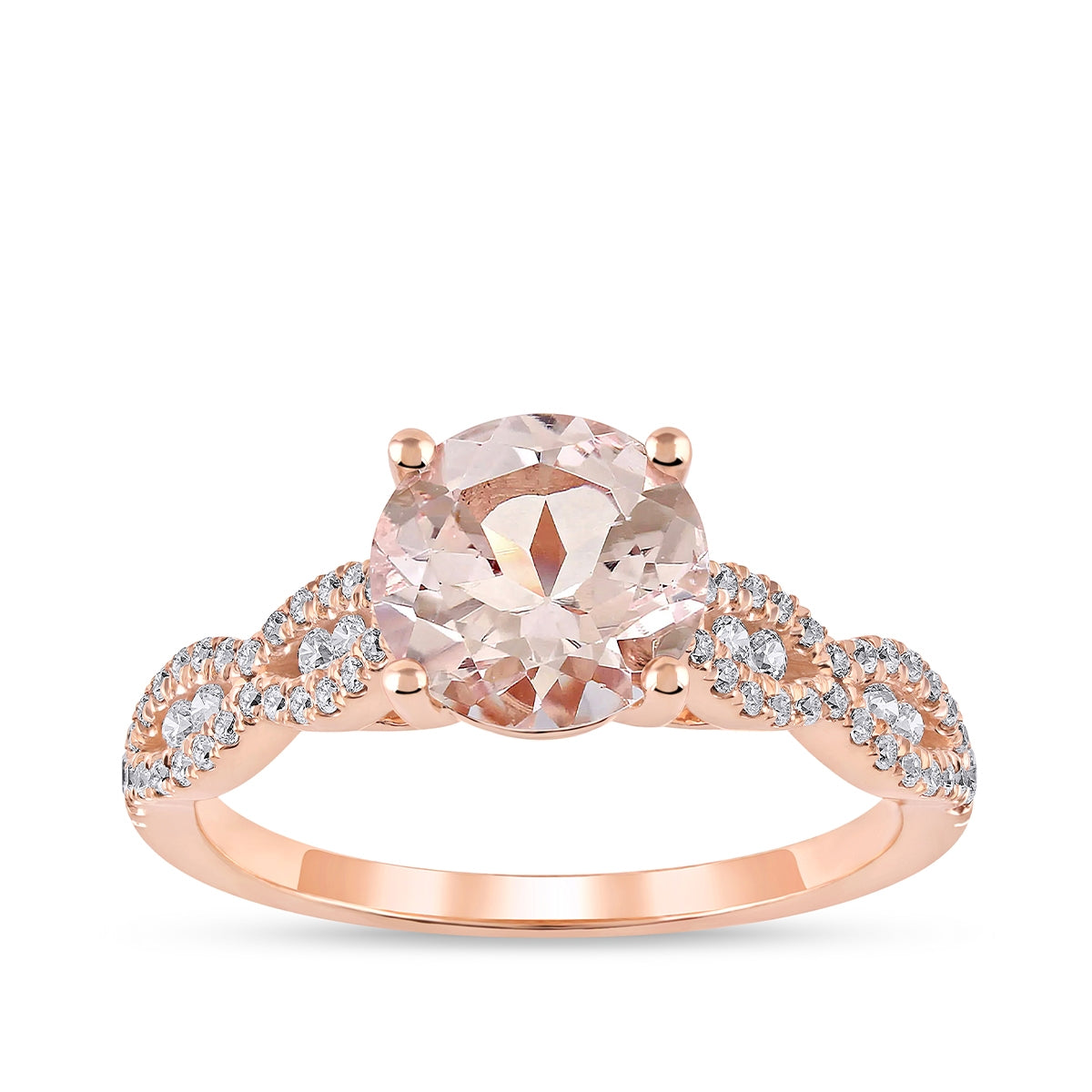 Morganite & 1/3 ct. tw. Diamond Twist Engagement Ring in 14K Pink Gold