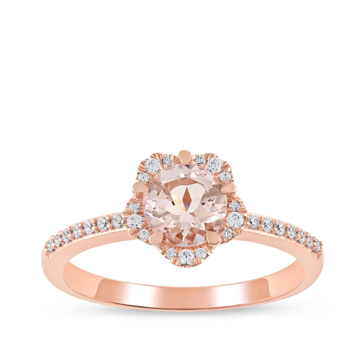 Morganite & 1/6 ct. tw. Diamond Scalloped Halo Engagement Ring in 14K Pink Gold