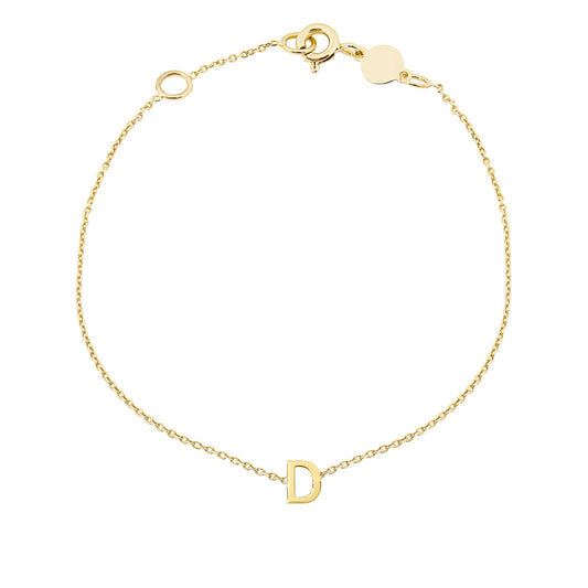 Mini Initial D Bracelet in 14K Yellow Gold