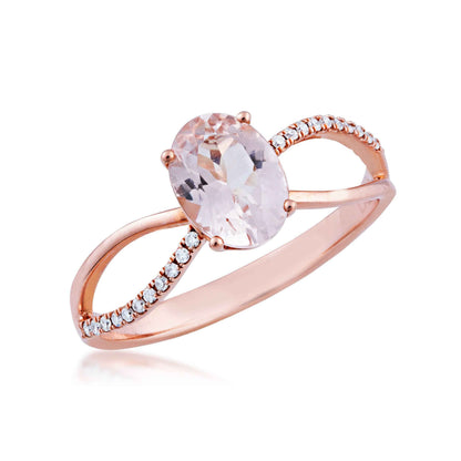 Impulse Collection Oval Morganite & Diamond Accent Infinity Band Ring in 14K Pink Gold front view