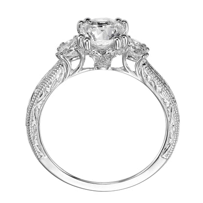 ArtCarved Vintage 1/3 ct. tw. Round Diamond Semi-Mount Engagement Ring with Milgrain and Filigree Detailing close-up detail