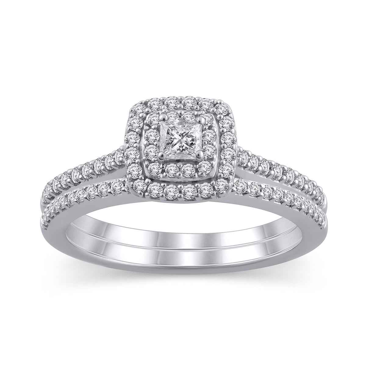 True Promise 5/8 ct. tw. Princess Cut Diamond Wedding Set in 10K White Gold