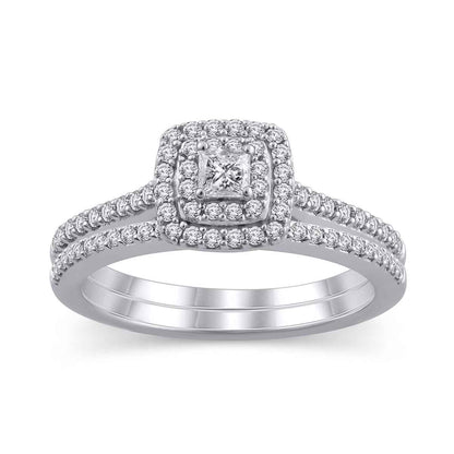 True Promise 5/8 ct. tw. Princess Cut Diamond Wedding Set in 10K White Gold