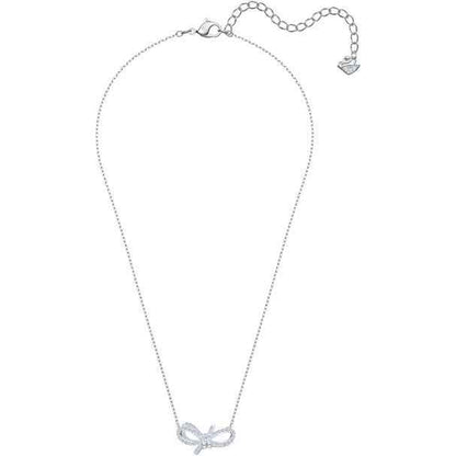 Swarovski Lifelong Bow Collection White Crystal Bow Necklace in Silver Rhodium Plating front view