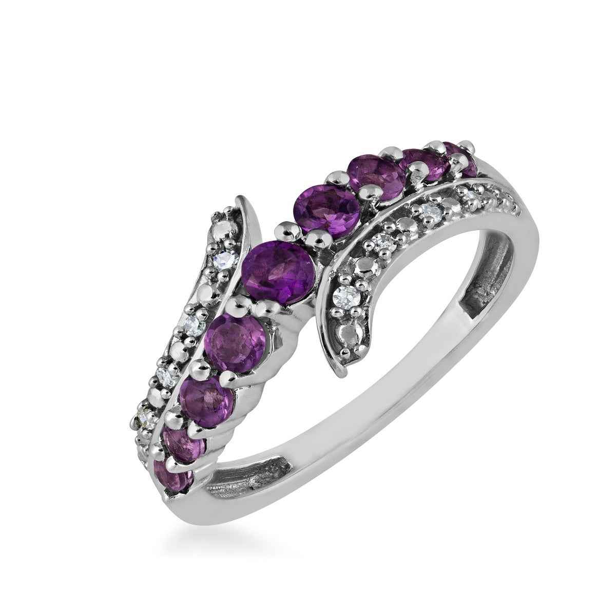Journey Collection Amethyst and .05 ct. tw. Diamond Ring in Sterling Silver front view
