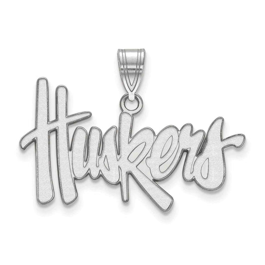 Men's Nebraska Huskers Large Logo Pendant in Sterling Silver
