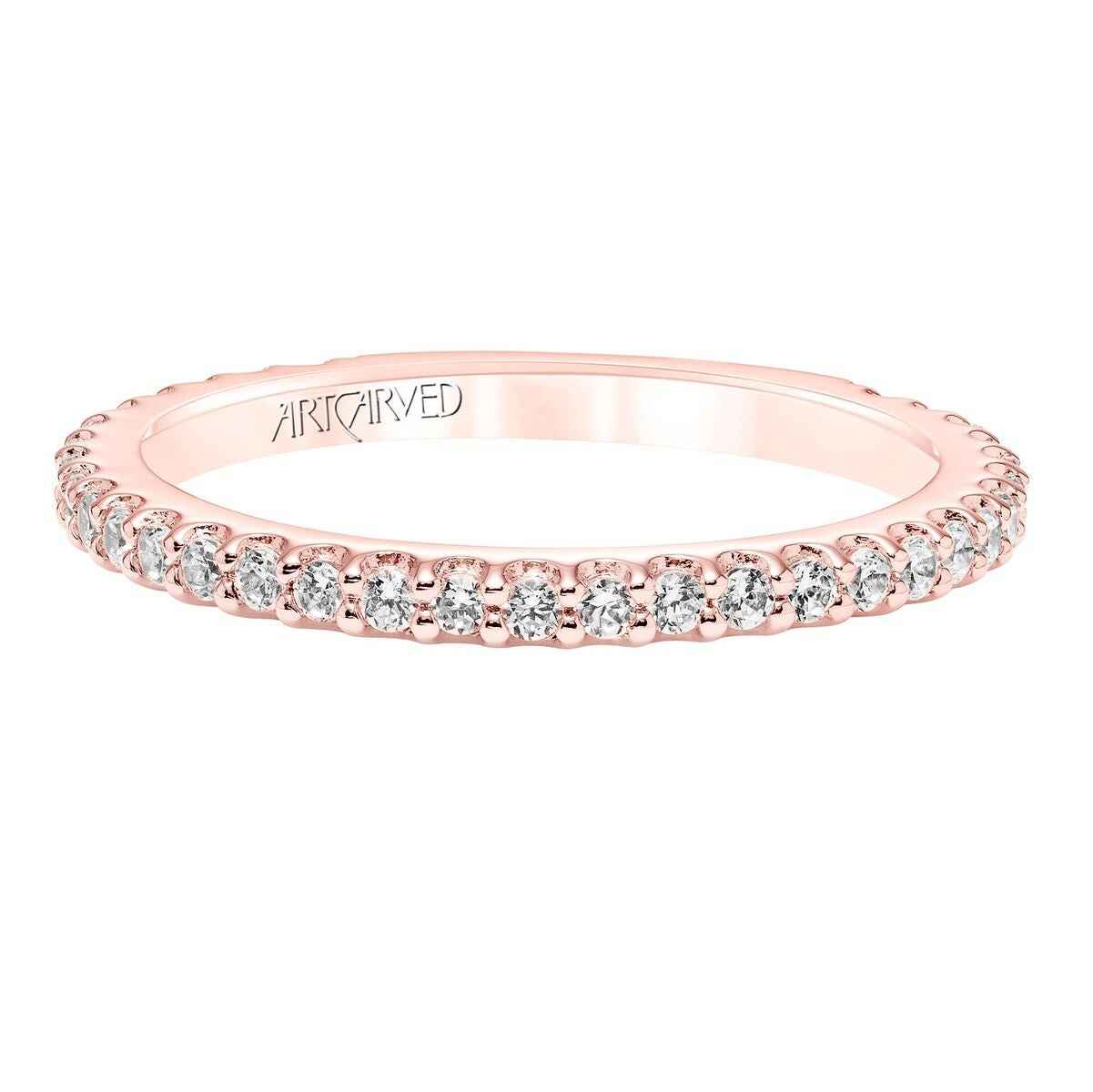 Artcarved Classic 3/8 ct. tw. Split Shank Round Diamond Semi-Mount Wedding Band in 14K Pnk Gold