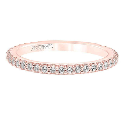 Artcarved Classic 3/8 ct. tw. Split Shank Round Diamond Semi-Mount Wedding Band in 14K Pnk Gold