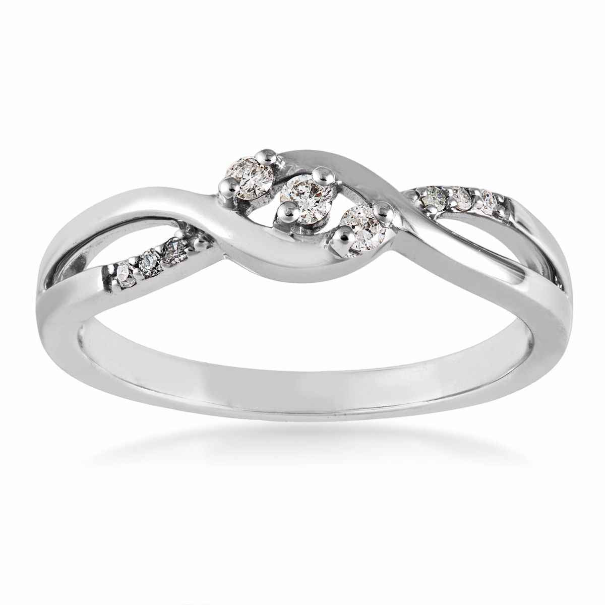 I Promise 1/10 ct. tw. Diamond 3-Stone Promise Ring in 10K White Gold