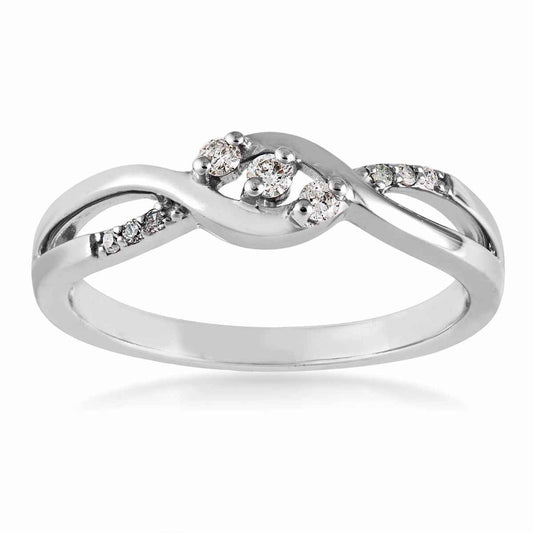 I Promise 1/10 ct. tw. Diamond 3-Stone Promise Ring in 10K White Gold