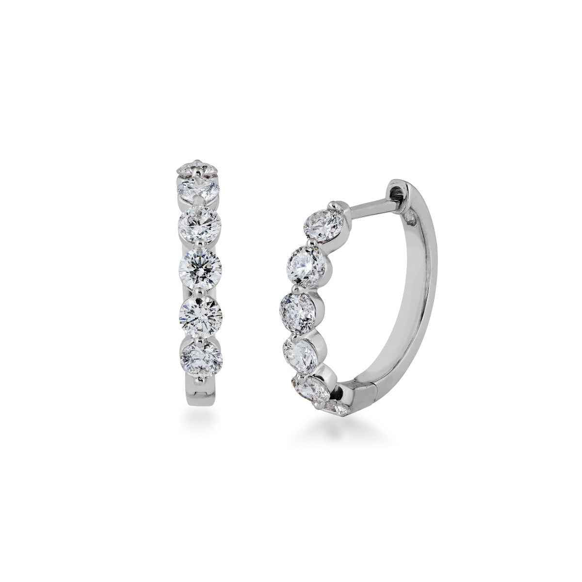 1 ct. tw. Diamond Hoop Earrings in 10K White Gold