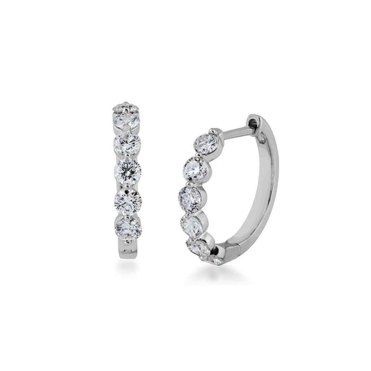 1 ct. tw. Diamond Hoop Earrings in 10K White Gold