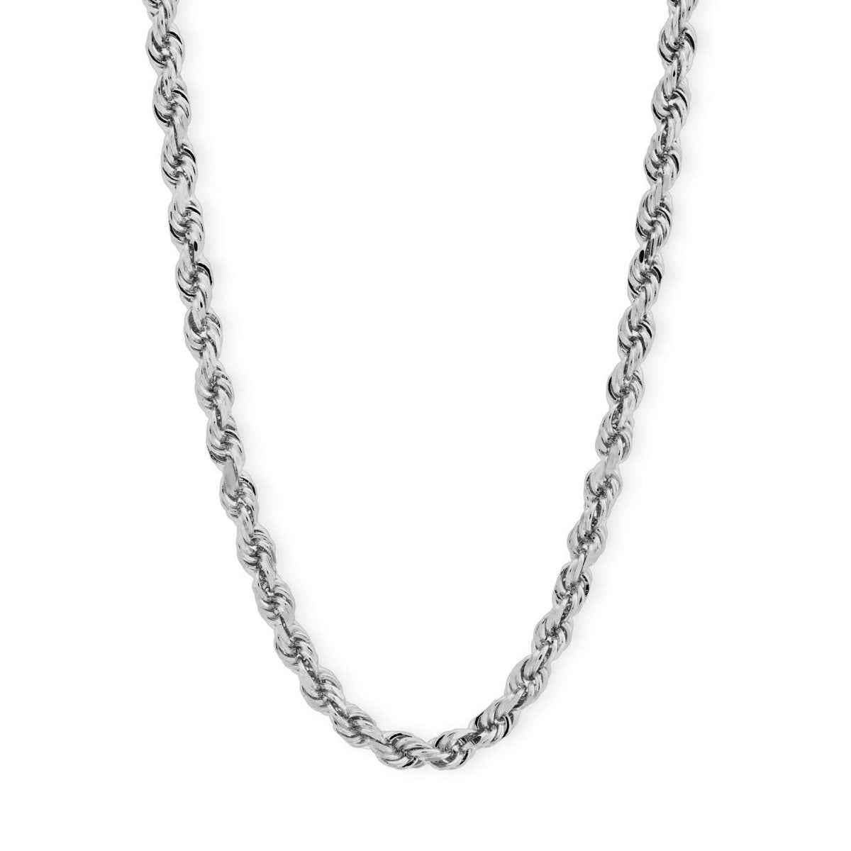 3.1MM 18-inch Solid Diamond Cut Rope Chain in 10K White Gold
