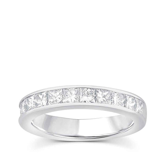 1-1/2ct. tw. Channel Set Anniversary Band with Twelve Princess Cut Diamonds in 14K White Gold