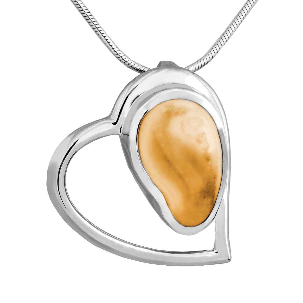 Ladies' Elk Ivory Heart Necklace in 14K White Gold - I420299W Lovett