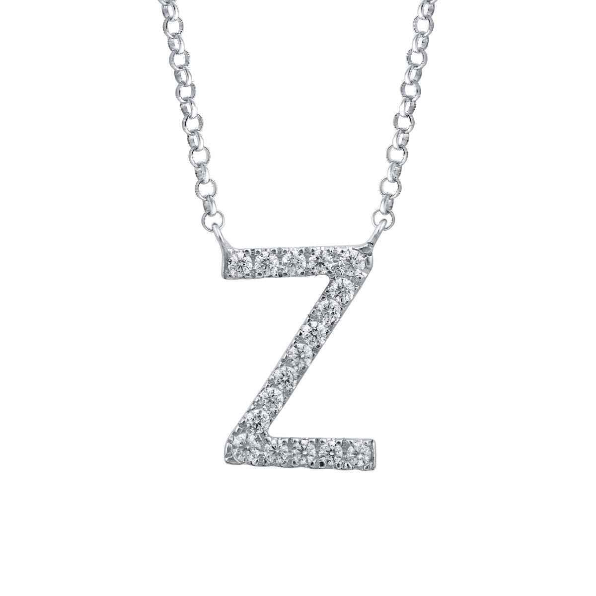 1/10 ct. tw. Diamond Letter Z 10mm Pendant in 10K White Gold