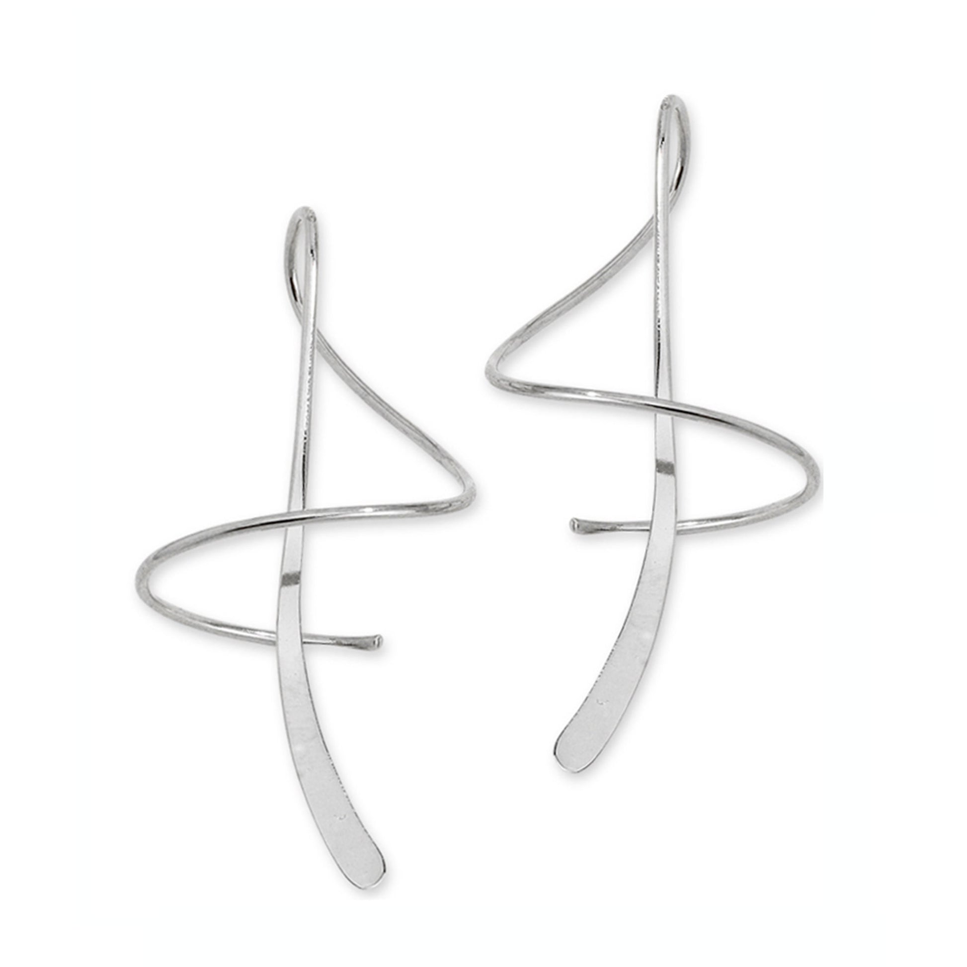 Classic Spiral Long Earrings in Rhodium-Plated Sterling Silver