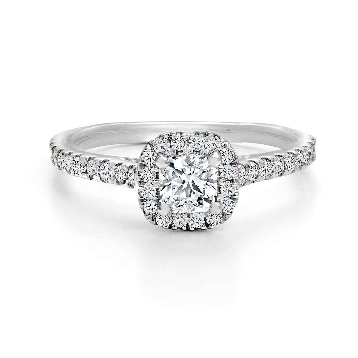 Forevermark Black Label 5/8 ct. tw. Round Diamond with Halo Engagement Ring with Round Accent Diamonds in 18K White Gold