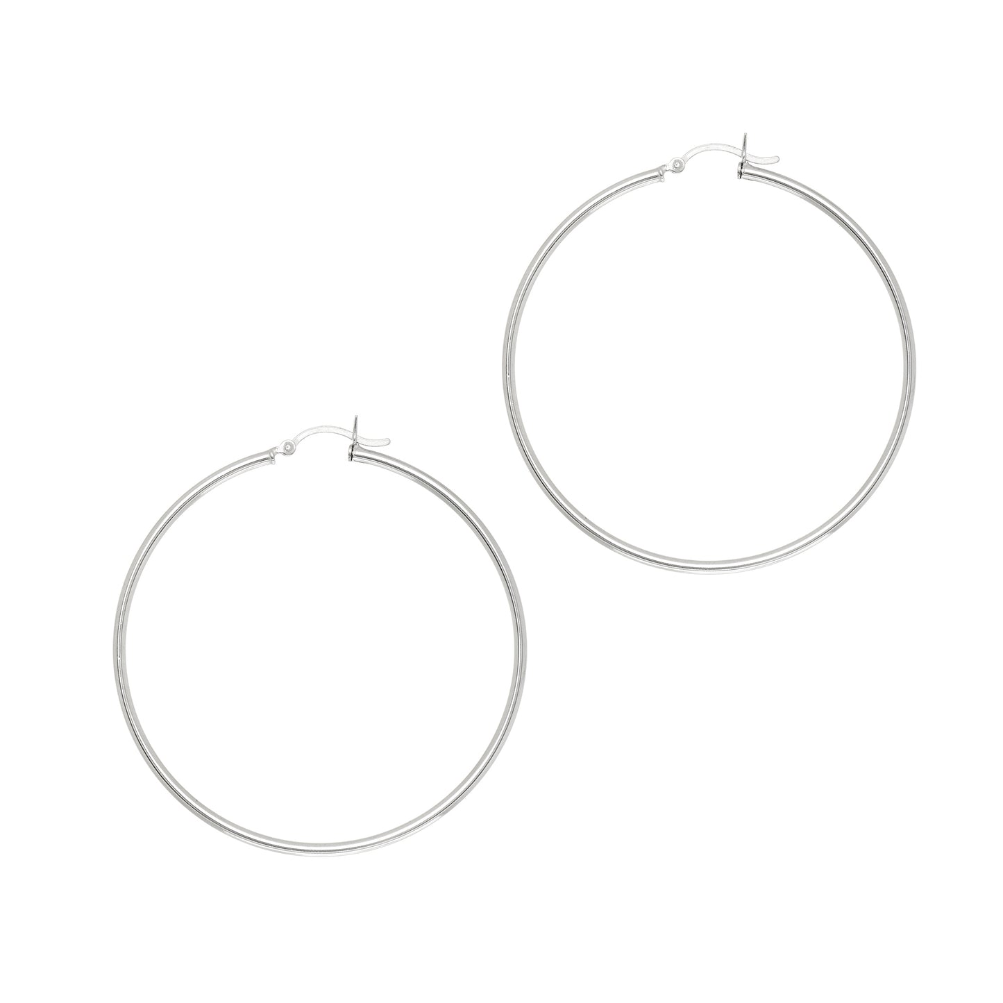 2x50mm Round Sleek Hoop Earrings in Sterling Silver