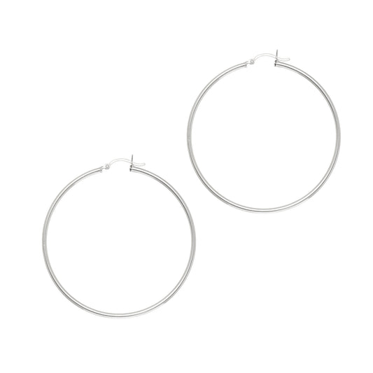 2x50mm Round Sleek Hoop Earrings in Sterling Silver