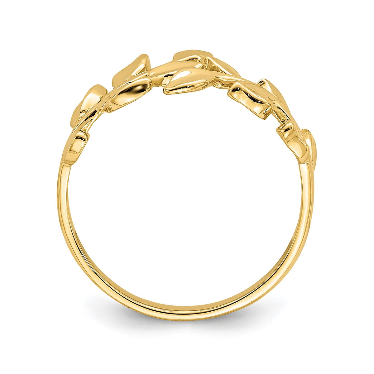 Leaf Bypass Ring in 14K Yellow Gold front view