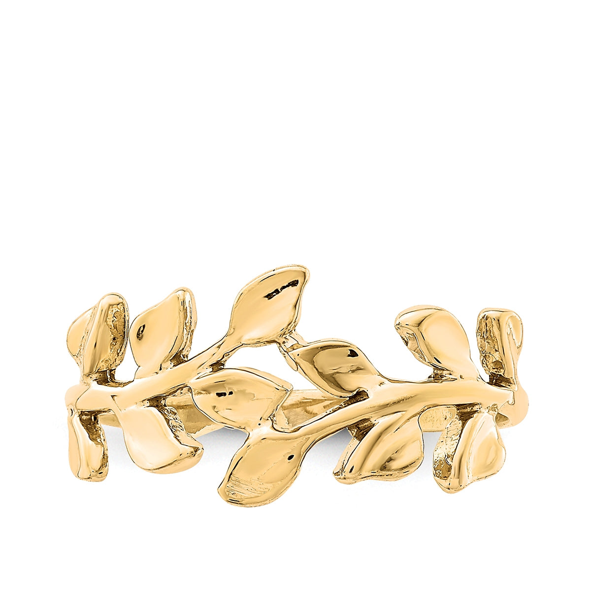 Leaf Bypass Ring in 14K Yellow Gold close-up detail
